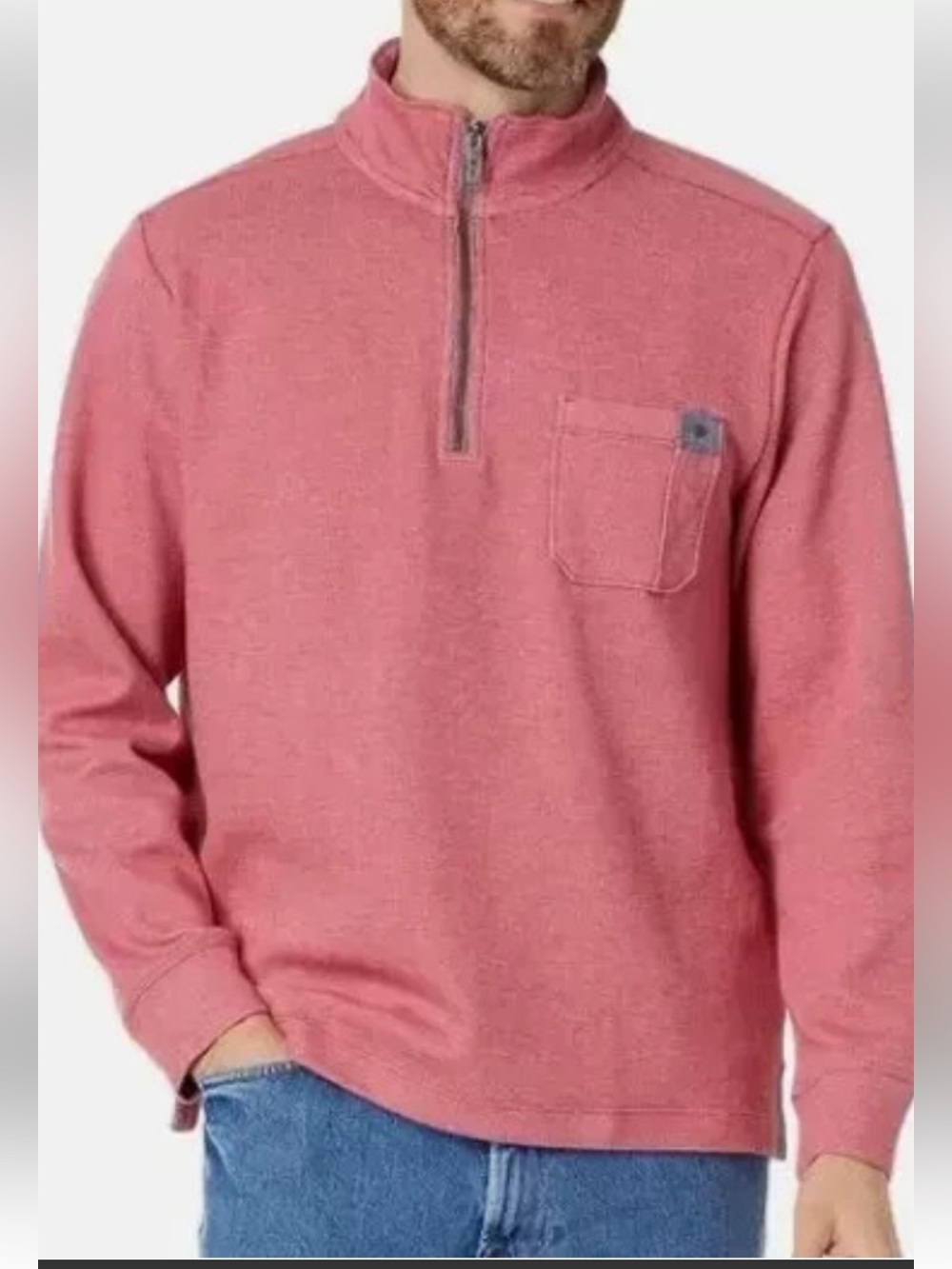 Tommy Bahama Men's 14/ Zip Chambray Trim Pullover Sweatshirt SZ M